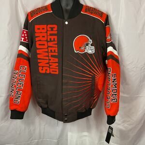 NFL Cleveland Browns Bomber Varsity Jacket Men Size Medium Oversize Heavy Jacket